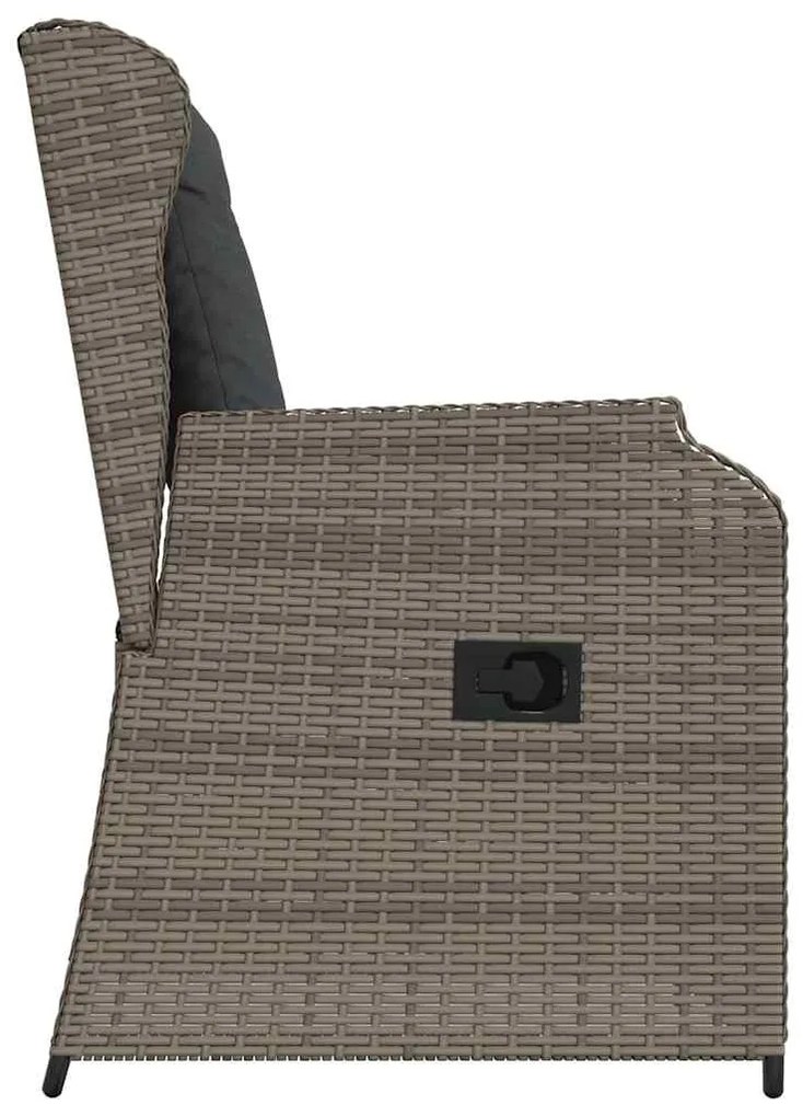 Kerti pad párnával 2 pcs Szürke Poli rattan