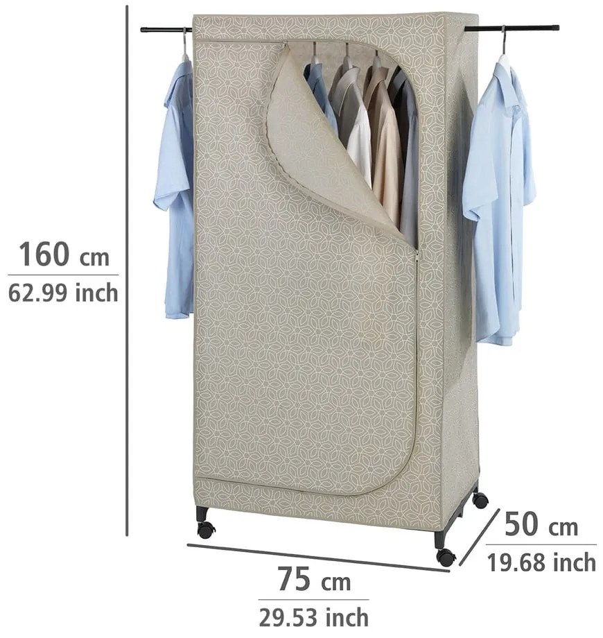 Bézs textil ruhásszekrény 75x160 cm Balance – Wenko