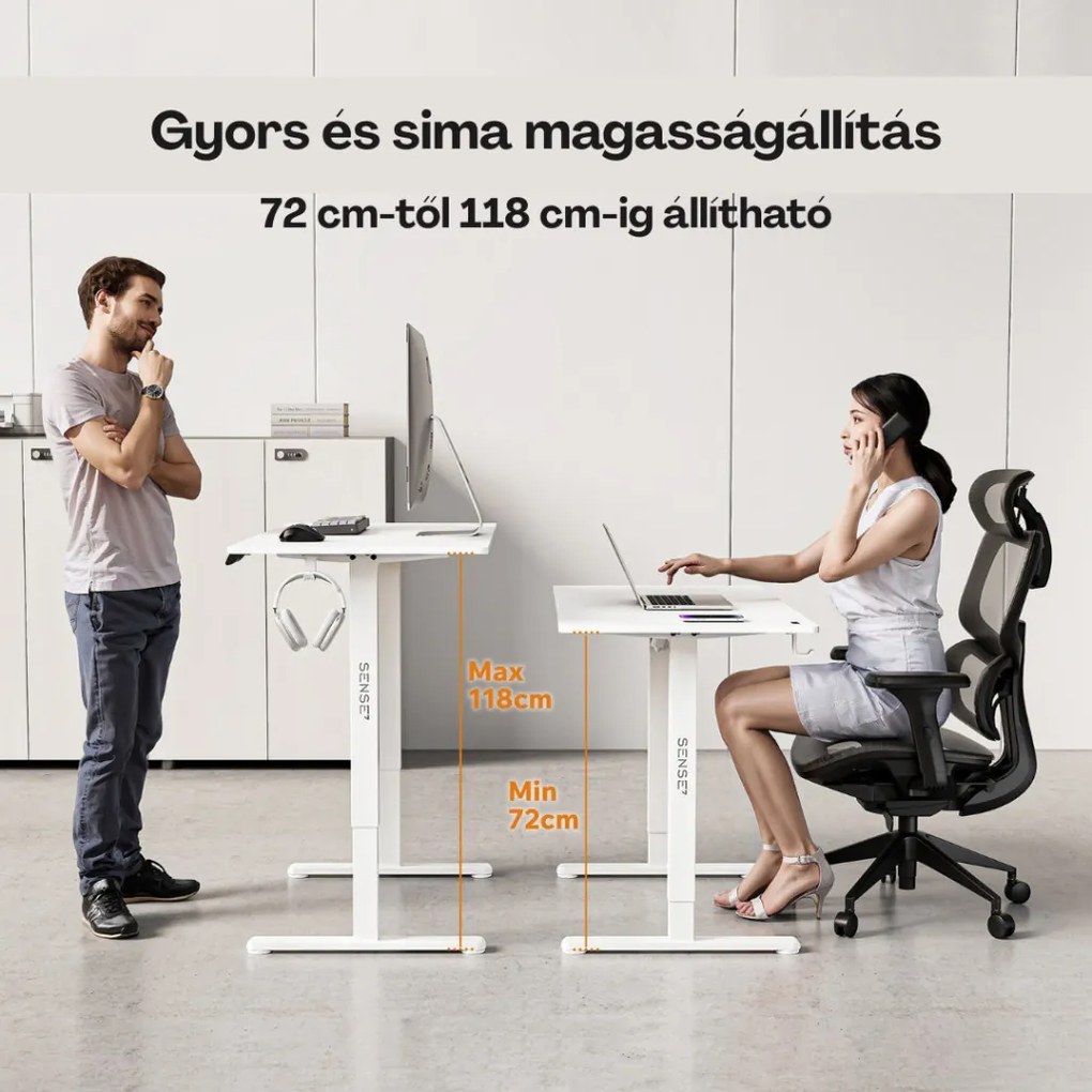 Állítható magasságú íróasztal Nojo Light 120 cm x 60 cm fehér