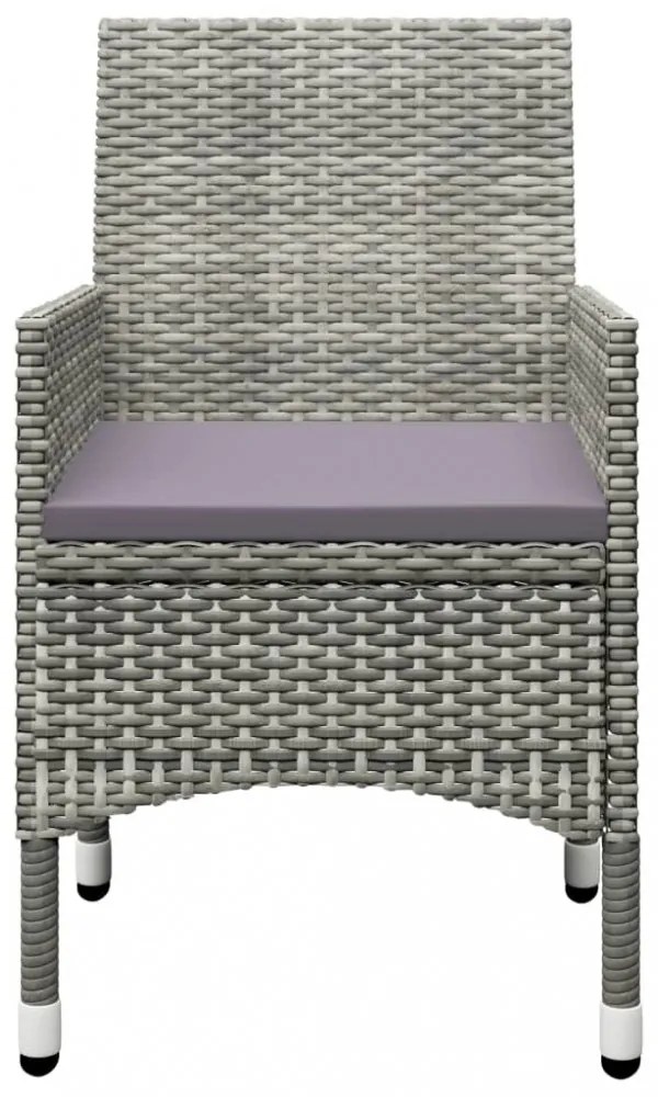 3 részes szürke polyrattan és edzett üveg kerti bisztrószett