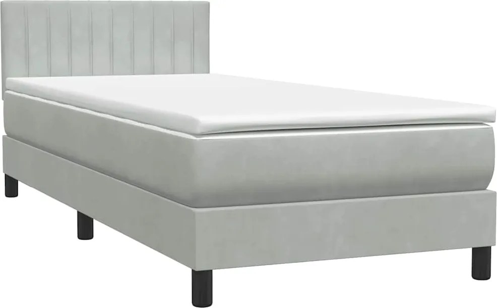 vidaXL világosszürke bársony rugós ágy matraccal 80x210 cm