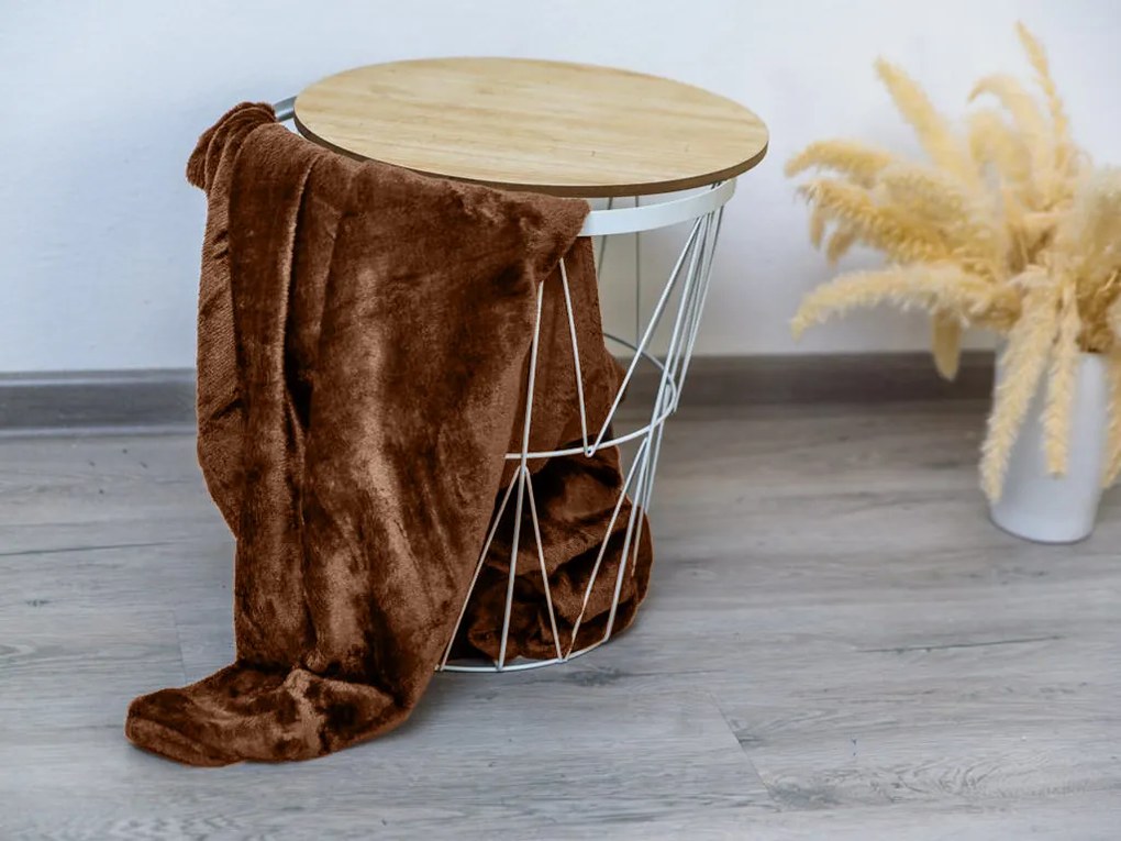 Barna mikroplüss pléd VIOLET, 150x200 cm