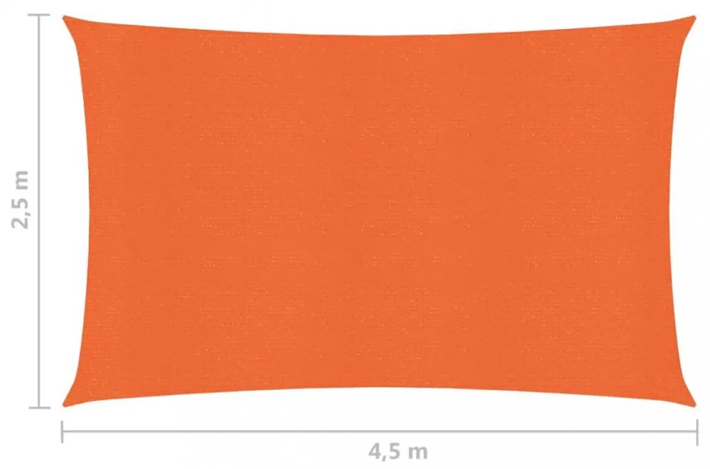 narancssárga HDPE napvitorla 160 g/m² 2,5 x 4,5 m