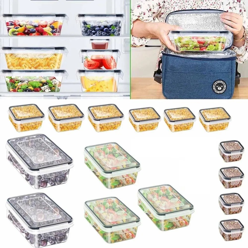 Lunchbox Ételtároló Doboz Műanyag Szett 15DB-OS Légmentesen Záródó