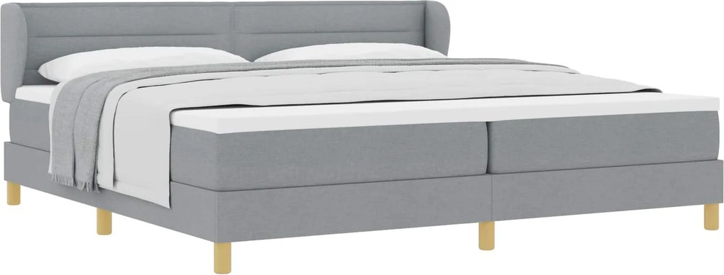 vidaXL Boxrugós ágy matracmal Világosszürke 200 x 200 cm szövet