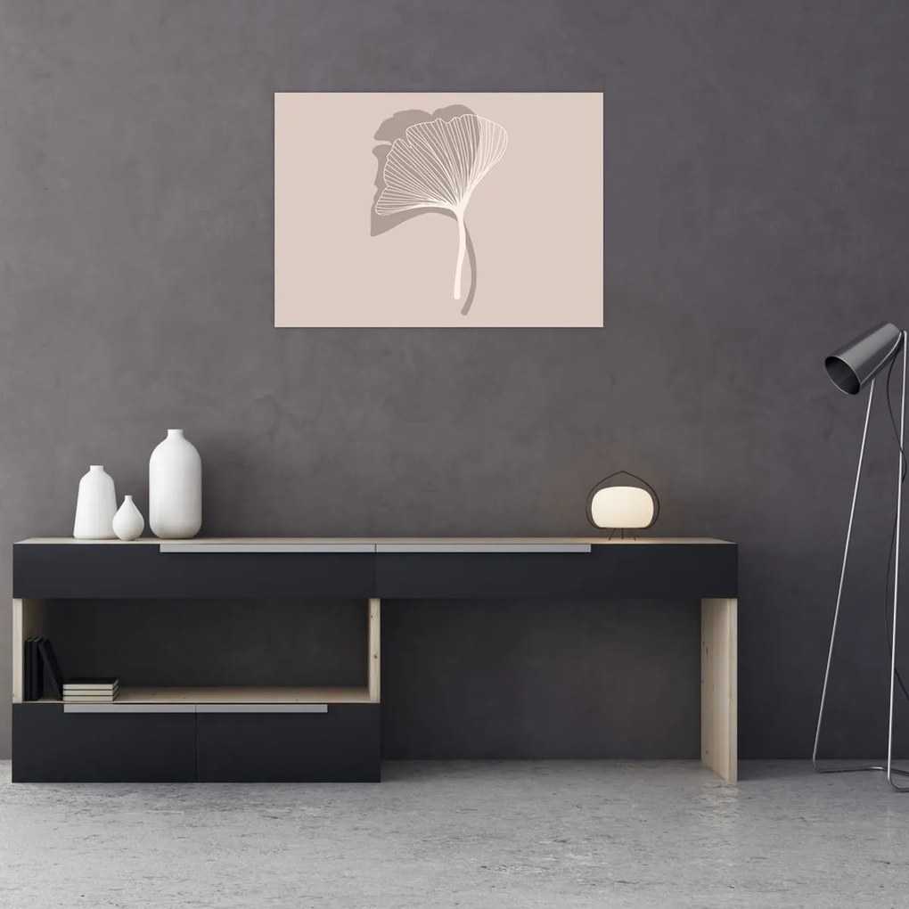 Üveg kép - Bézs színű levelek N⁰4 (70x50 cm)