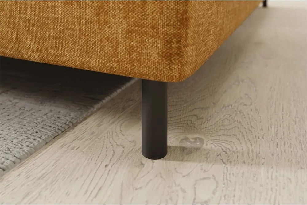 Sárga bársony kinyitható-tárolóhelyes sarokkanapé (jobb oldali-L alakú) Barea – ELTAP