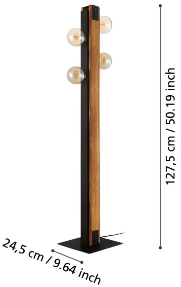 Eglo 43471 - Állólámpa LAYHAM 4xE27/60W/230V