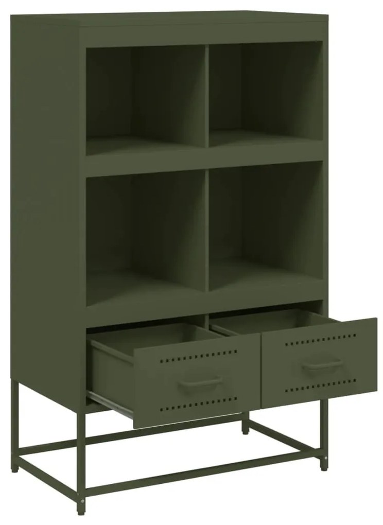 olívazöld acél magasszekrény 68x39x111,5 cm