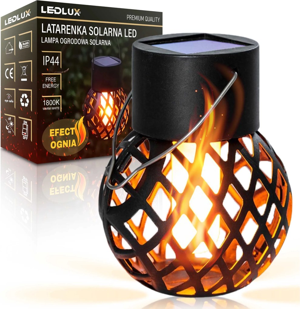 Led napelemes kerti lámpa dekoratív gömb zseblámpa fekete gömb IP44