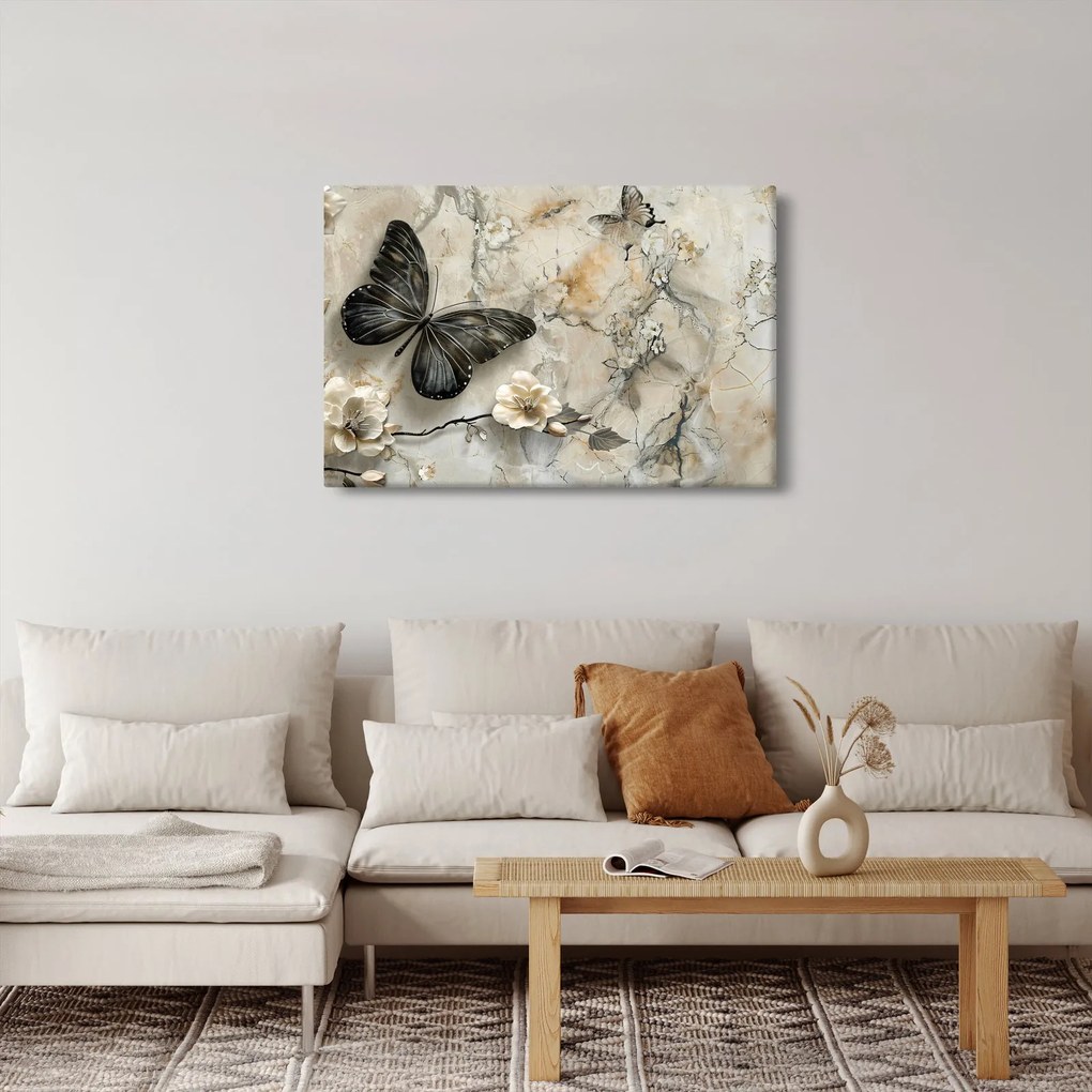 Kép - Márvány háttér pillangókkal (90x60 cm)