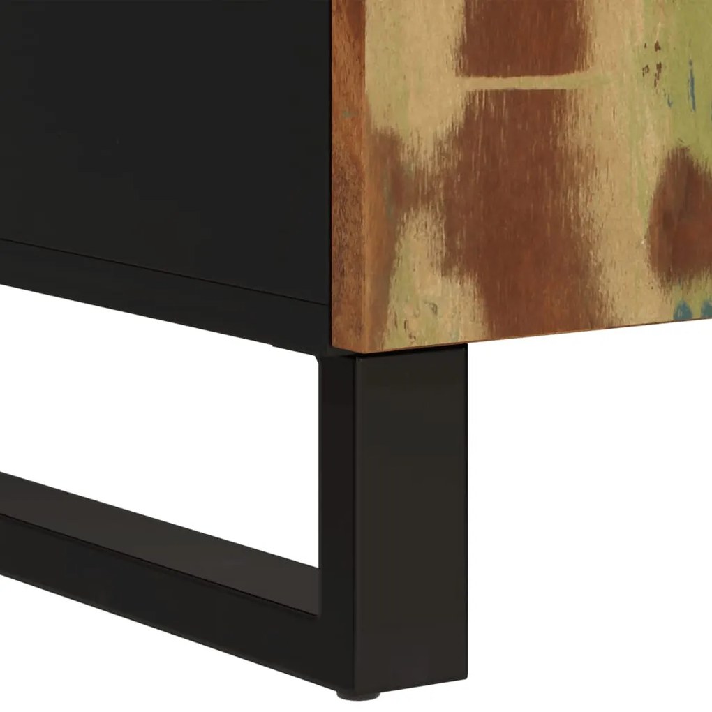 tömör 2 ajtós újrahasznosított fa tálalószekrény 90x33x75 cm