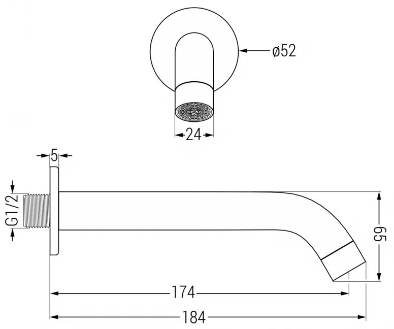 Mexen Kai DR70 rejtett fürdőkád és zuhanygarnitúra esőzuhannyal 25 cm, arany, 77602DR70251-50