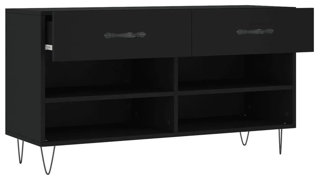 fekete szerelt fa cipőpolc 102x35x55 cm
