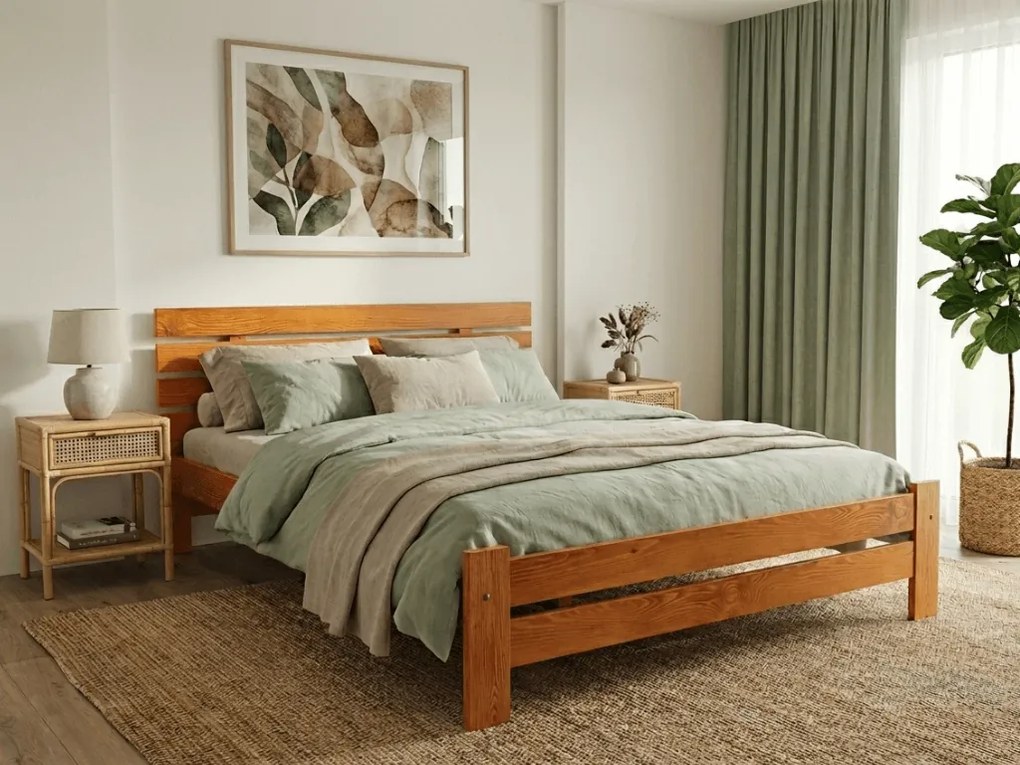 PARIS magasított ágy 140x200 cm, égerfa Ágyrács: Léces ágyrács, Matrac: Deluxe 10 cm matrac