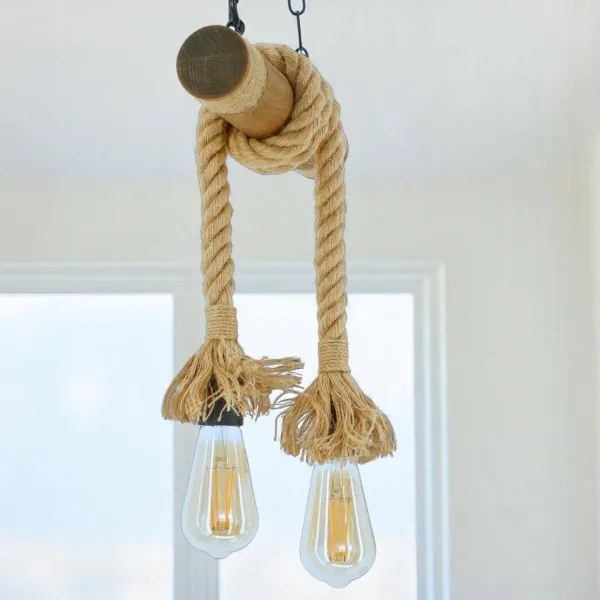 Csillár láncon KOS 2xE27/60W/230V bükkfa