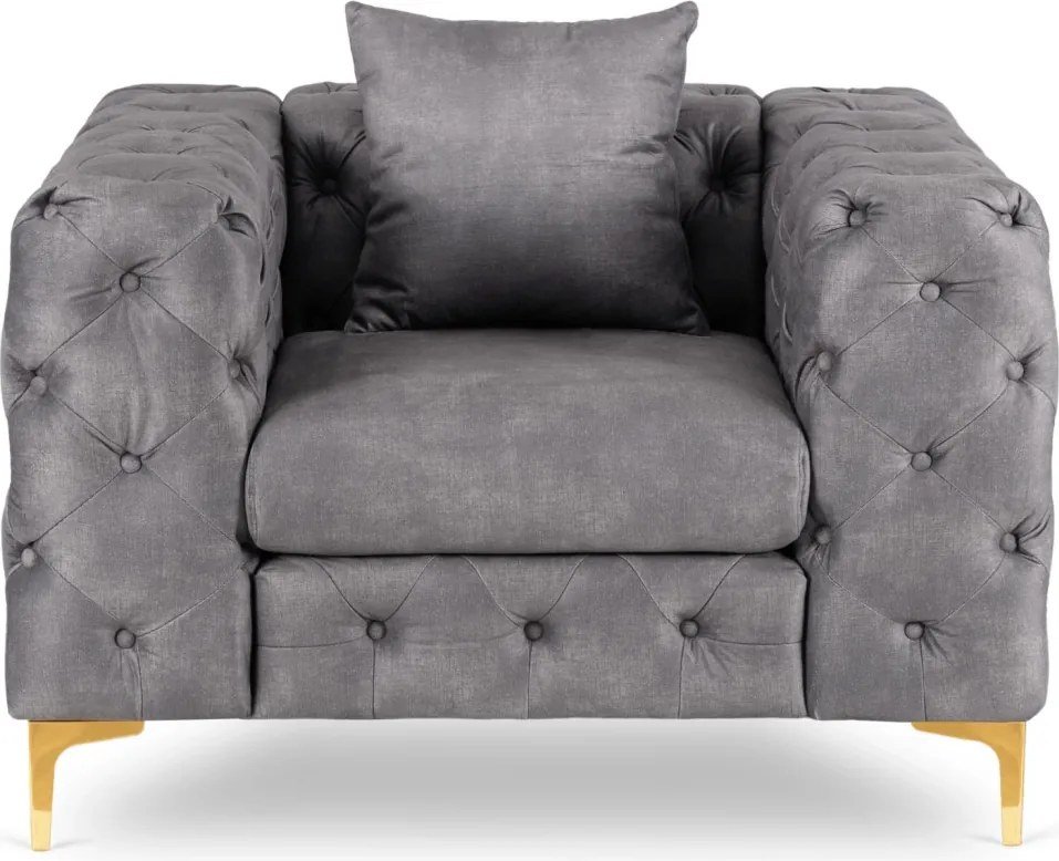 Fotel egyszemélyes kivitelben, szürke színben, bársony kárpittal SORRENTO