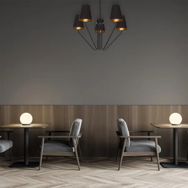 Csillár rúdon VICTORIA 5xE27/60W/230V fekete