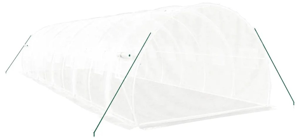 fehér acélvázas melegház 30 m² 10x3x2 m