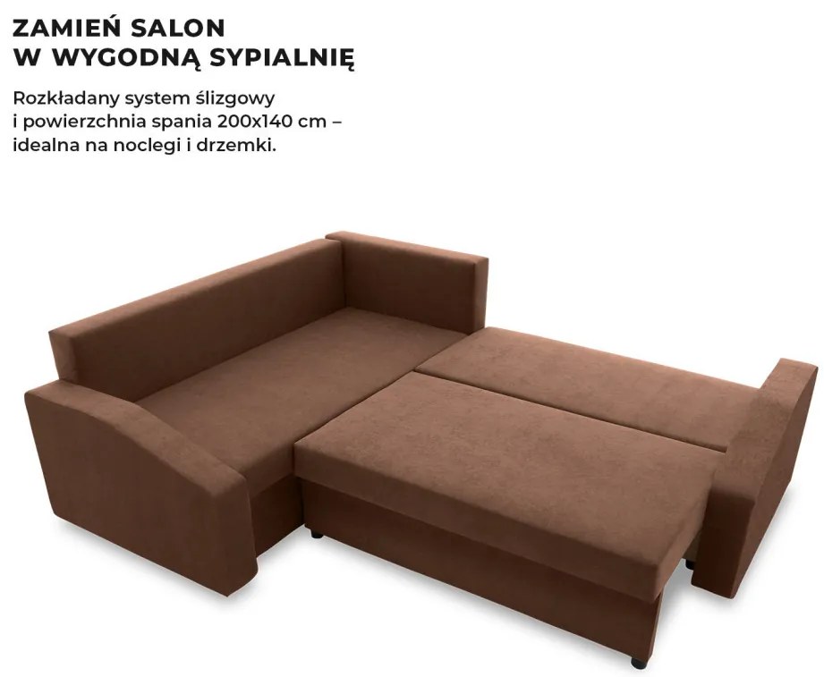 Grande Plus sarokkanapé, baloldali, szövet anyag, barna