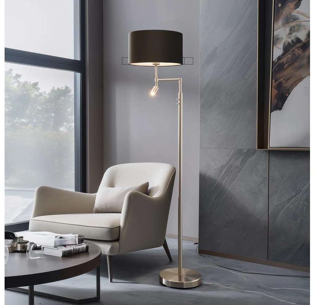 Eglo Eglo - LED Állólámpa TUNJA 1xE27/60W/230V + LED/2,1W átm. 38 cm króm/barna EG32514G