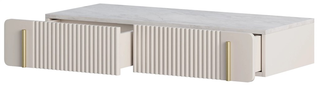 Malmi 100 cm-es függő fésülködőasztal fiókokkal - kasmír / crema bianca / arany