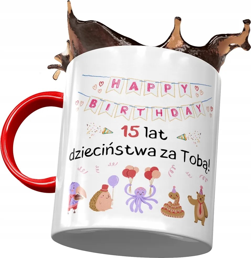 Piros Bögre Születésnapra 15 15. 15. Ajándék Nyomtatott Fotóval