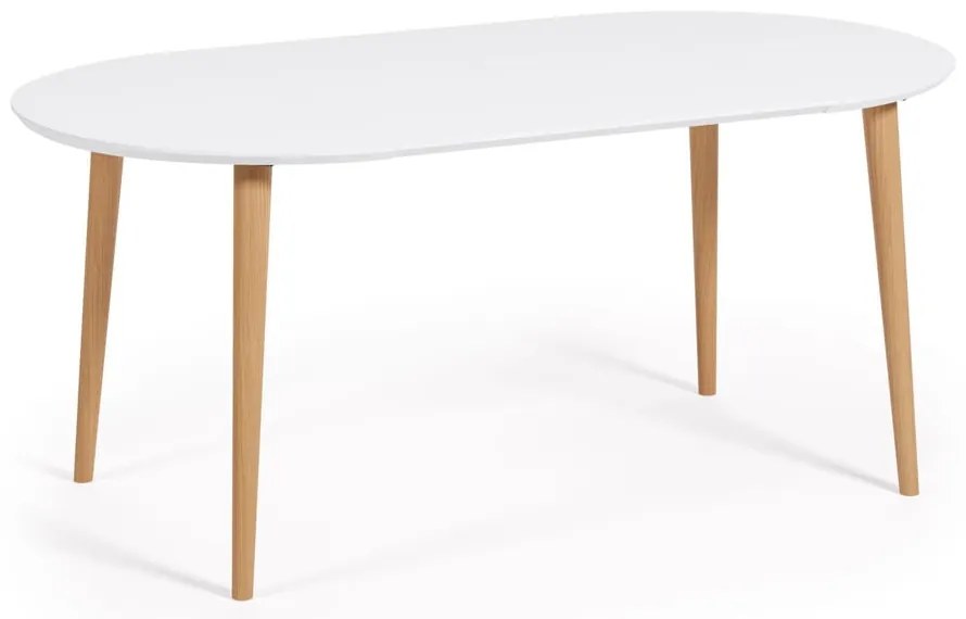 Fehér kerek bővíthető étkezőasztal fehér asztallappal ø 90 cm Oqui – Kave Home
