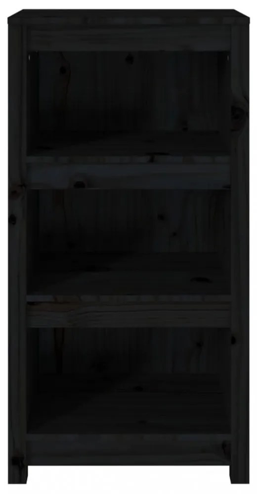 fekete tömör fenyőfa könyvszekrény 50 x 35 x 97 cm