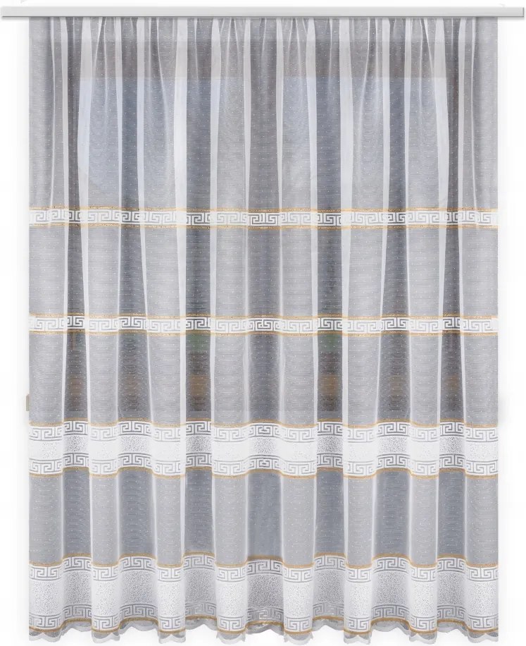 Függöny Kész Jacquard függöny 300x250 magas Görög Csíkos aranyszál