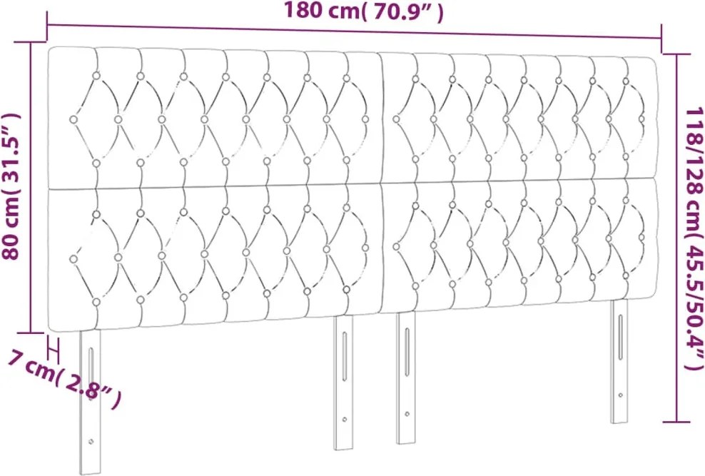 sötétbarna szövet fejtámla 180x7x118/128 cm