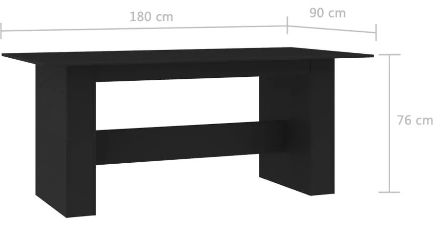 fekete szerelt fa étkezőasztal 180 x 90 x 76 cm