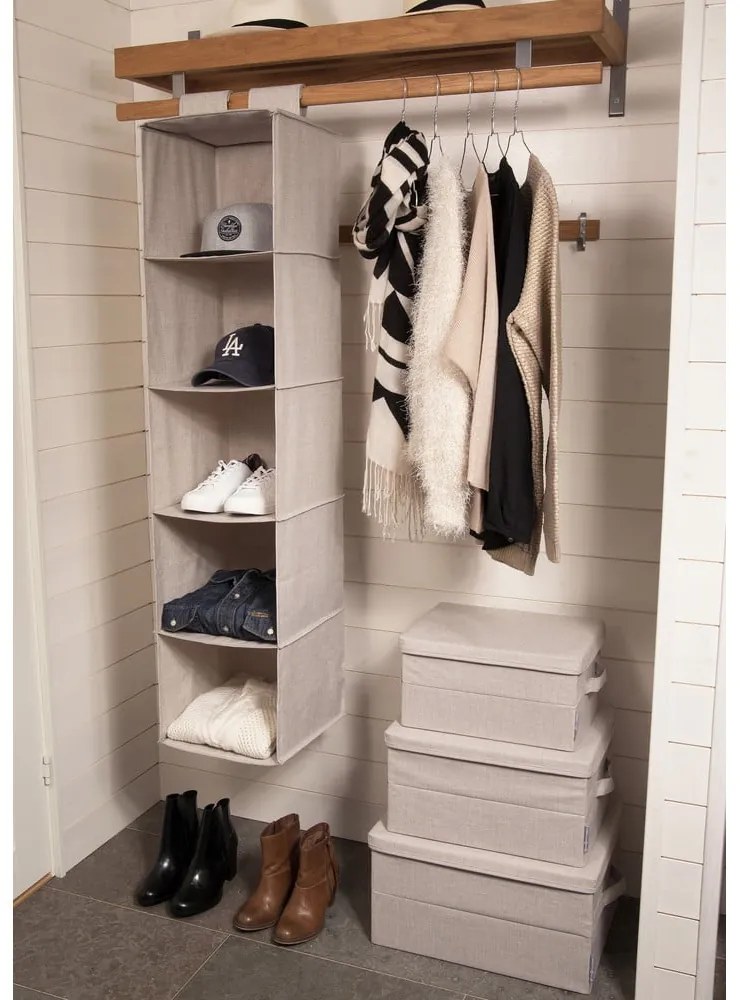 Bézs fedeles textil tárolódoboz 45x34x25 cm Soft Storage – Bigso