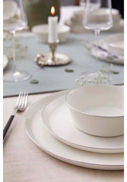 24 részes étkészlet fehér/ezüst/porcelán