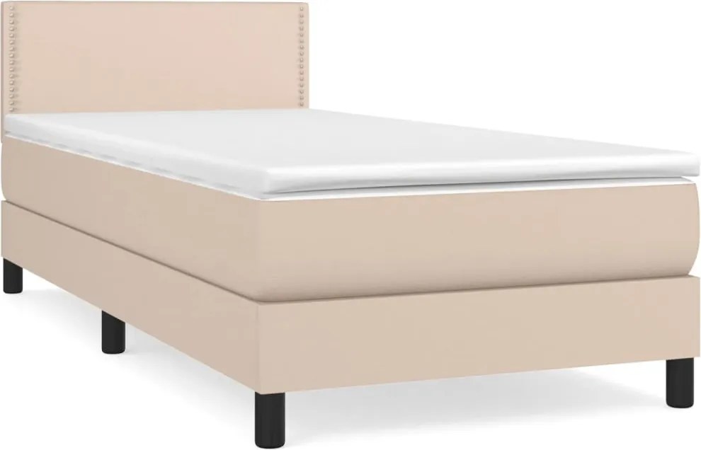 vidaXL cappuccino színű műbőr rugós ágy matraccal 80 x 200 cm