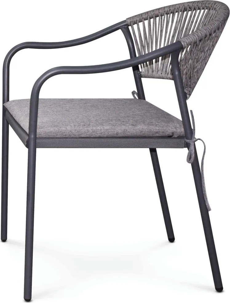 Kerti szék, fém, polyrattan, szürke, AZC-L1352 GREY