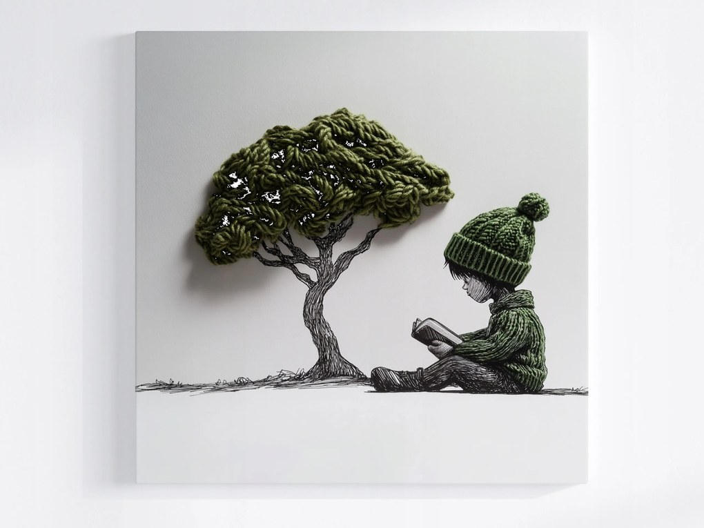 Poszter Gyerek Fiú Fa Könyv 3D Gyapjú 80x80