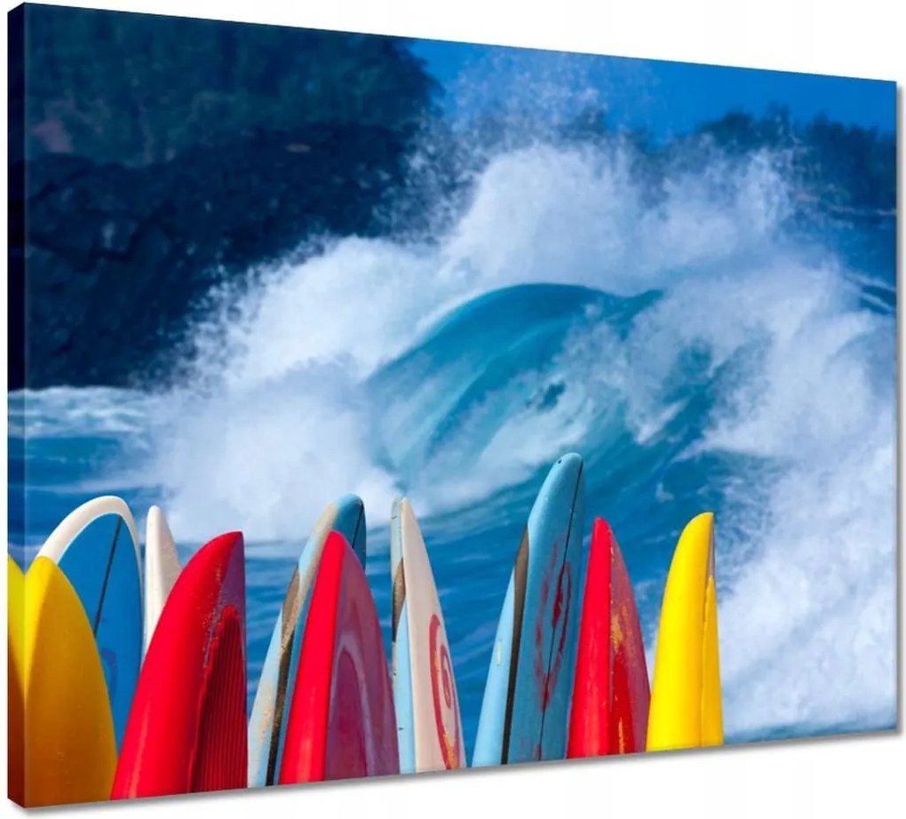 Vászonkép 50x40 Erős hullámok szörfdeszka