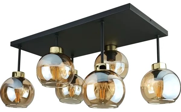 Felületre szerelhető csillár NESSA 6xE27/60W/230V fekete/arany/füstös bézs