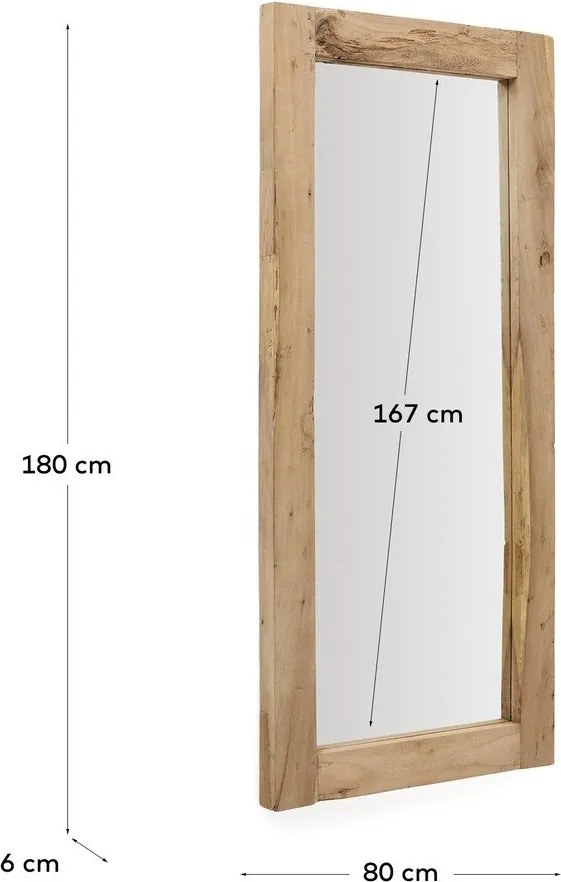 Fali tükör tömörfa kerettel 80x180 cm Maden – Kave Home
