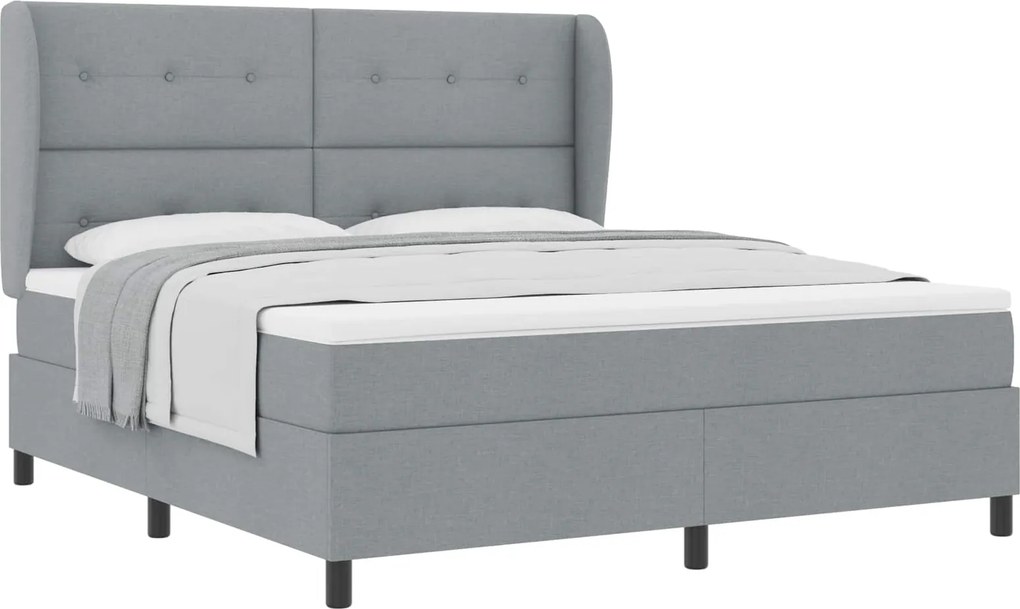vidaXL Boxrugós ágy matracmal Világosszürke 180 x 200 cm szövet