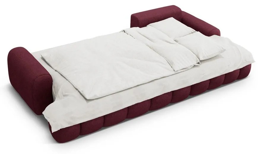 Borvörös kinyitható-tárolóhelyes sarokkanapé (jobb oldali-heverő résszel) Linz – Cosmopolitan Design