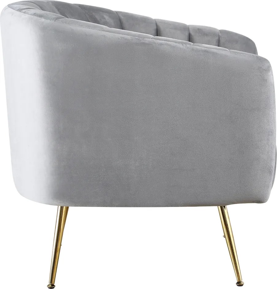 Design fotel, szürke Velvet szövet/gold króm-arany, BAGY