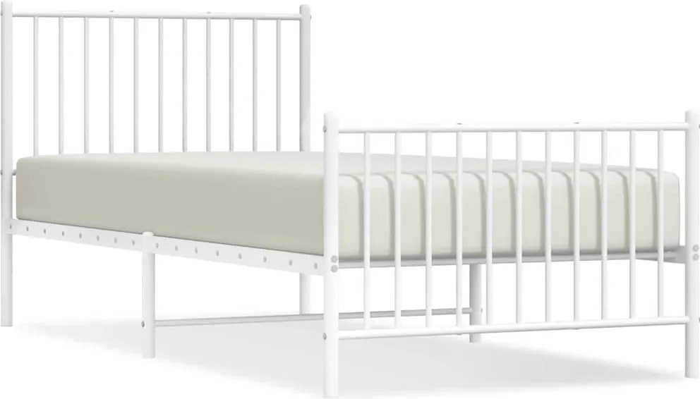 vidaXL fehér fém ágykeret fej- és lábtámlával 90x200 cm