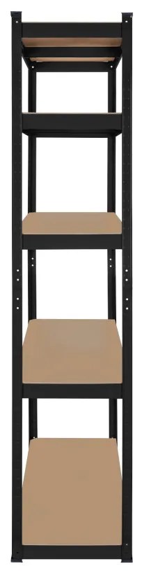 Polcos fém állvány 2 az 1-ben 5 polc garázshoz 180x90x40cm polconkénti teherbírással 750kg fekete