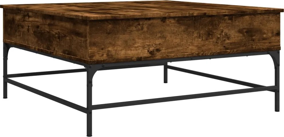 vidaXL füstös tölgy szerelt fa és fém dohányzóasztal 95 x 95 x 45 cm