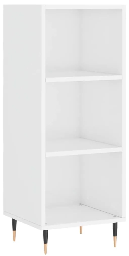 Magasfényű fehér szerelt fa magasszekrény 34,5 x 34 x 180 cm