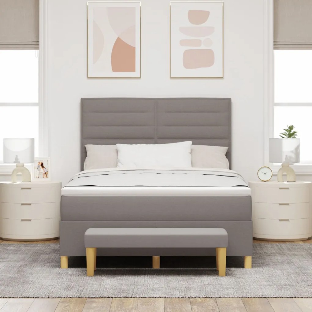 Boxspring Ágy Matraccal és Pad Taupe 160x200 cm Szövet