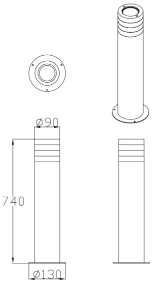 Kültéri lámpa RINO 1xE27/12W/230V IP54 74 cm fekete