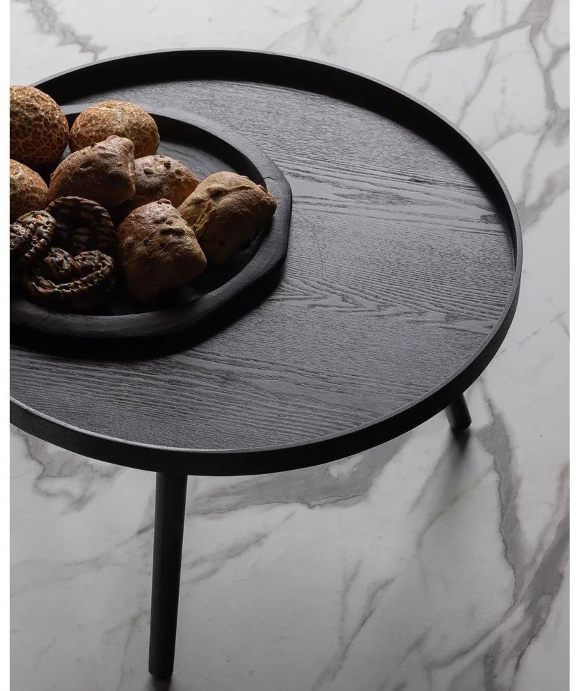 Mesa fekete dohányzóasztal, ⌀ 60 cm - WOOOD